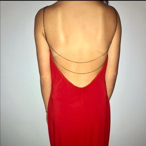 Backless red dress